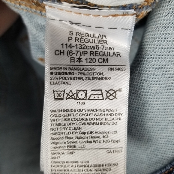 Denim Bib Pinafore Dress Skirtall Gap Kids Small 6/7 Regular Blue Button Front - Picture 10 of 12